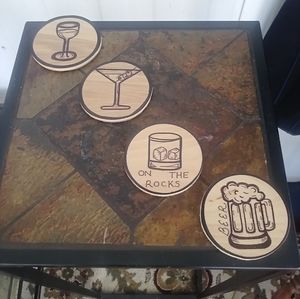 Handcrafted wooden beverage coasters
